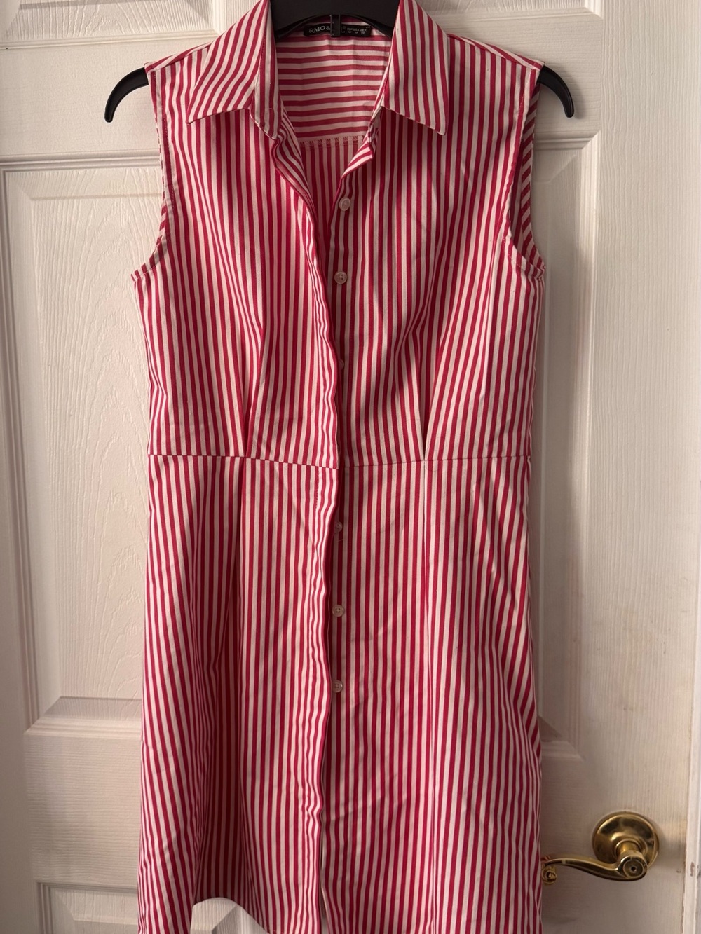 RMO & JUL Red & White Striped Sleeveless Button-Down Shirt Dress Size M